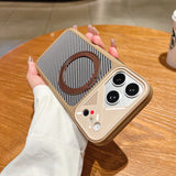 Carbon Fiber Plating Bracket Magnetic Case for iPhone