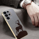 Premium Plaid Reindeer Electroplated Phone Case for Samsung