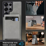 2-in-1 Magnetic Card Holder Shockproof PU Case for Samsung