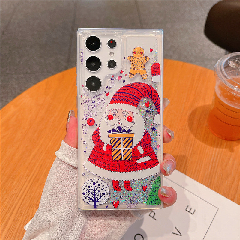 Quicksand Christmas Cartoon Soft Edge Phone Case for Samsung