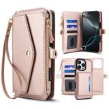 RFID Blocking Magnetic Charging Leather Wallet Case for iPhone