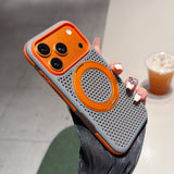 Contrast Color Breathable Magnetic Rotating Kickstand Case for iPhone