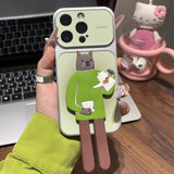 Cat Café Electroplated Rotating Stand Case for iPhone
