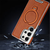 High-end Leather Texture Mobile with Rotating Magnetic Bracket Case for Sumsang