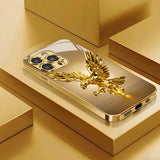 Golden Eagle Electroplated Tempered Glass Phone Case for iPhone