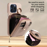 Crossbody RFID‑Blocking Zipper Wallet Case for iPhone
