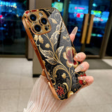 Luxury Gold Foil Floral Electroplated Case for iPhone
