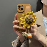 Sunflower Wrist Strap with Lanyard Phone Case for iPhone