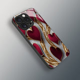 Luxury Red‑Gold Heart Pattern Electroplated Case for iPhone