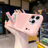 Hidden Kickstand Hollow Cooling Shockproof Case for iPhone