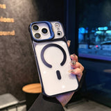 Metal Lens Bracket Clear Electroplated Magnetic Phone Case for IPhone