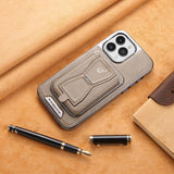 2‑in‑1 Magnetic Card Holder Leather Case with Stand for iPhone