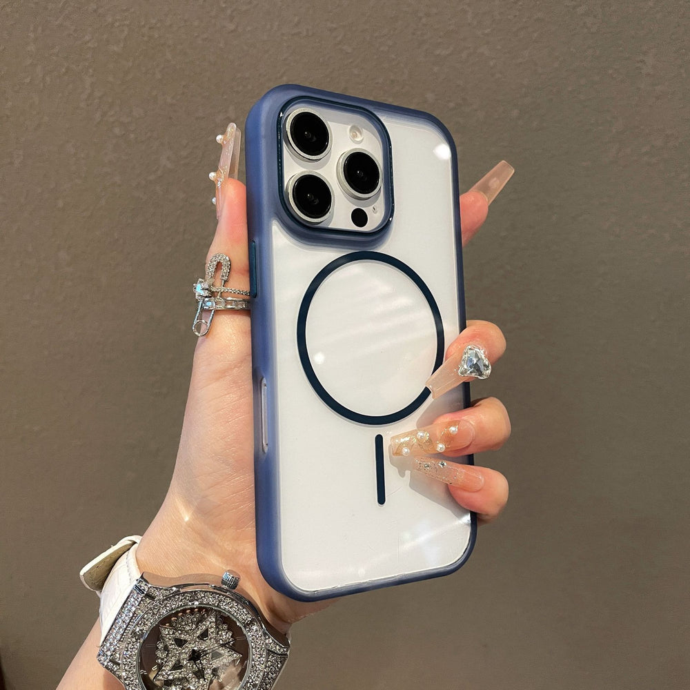 Transparent Thin Circle Magnetic Phone Case For iPhone
