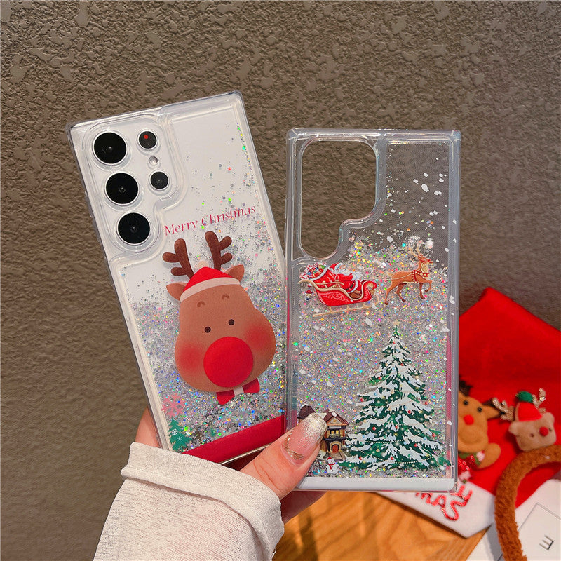 Quicksand Christmas Cartoon Soft Edge Phone Case for Samsung