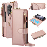 Leather Crossbody Zipper Wallet Case for Samsung