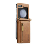 2 in 1 Leather Magnetic Flip Wallet Case for Samsung Z Flip