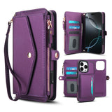 Leather RFID Blocking Lanyard Wallet Case for iPhone