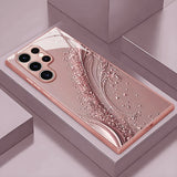 Ornate Line Patterns Electroplated Tempered Glass Case For Samsung