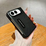 Litchi Grain Kickstand Full Coverage Shockproof Case for iPhone Duo