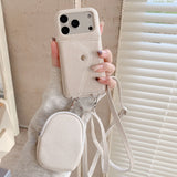 Fashion Denim Texture Crossbody Wallet Card Case for iPhone