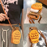Fish Mini Pouch Brown Crossbody Case for iPhone