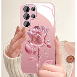 Romantic Roses Soft Touch With Lanyard Phone Case For Samsung