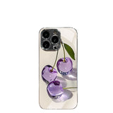 Crystal Purple Cherry Pattern Electroplated Case for iPhone