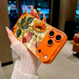 Sunflower & Rose Pattern Glossy Case for iPhone