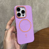 Diagonal Stripes Fine Circle Magnetic Hit color Case For iPhone