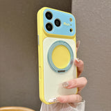 Color Block Magnetic Stand Shockproof Case for iPhone