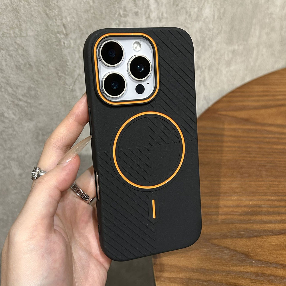 Diagonal Stripes Fine Circle Magnetic Hit color Case For iPhone