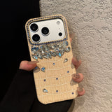 Luxury Rhinestone Crocodile Texture Shockproof Case for iPhone