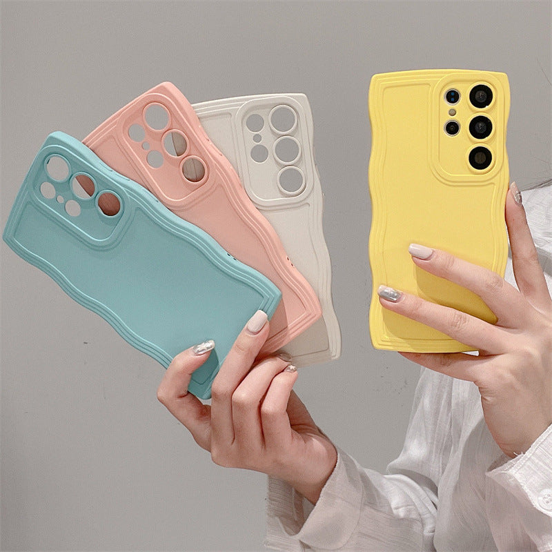 Wavy Edge Macaron Soft Silicone Phone Case for Samsung