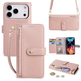 Zipper Wallet Flip Crossbody Case for iPhone