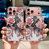 Romantic Rose Pattern Electroplated Case for iPhone