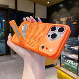Hidden Kickstand Hollow Cooling Shockproof Case for iPhone