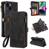 Leather Zipper Lanyard Wallet Case for iPhone