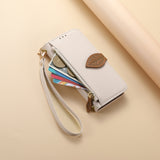 Leaf-Designed Leather Flip Cover Card Slot Lanyard Shockproof Case For Samsung