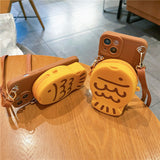 Fish Mini Pouch Brown Crossbody Case for iPhone