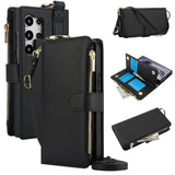 Leather Crossbody Zipper Wallet Case for Samsung