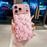 Romantic Diamond Rose Pattern Electroplated Case for iPhone