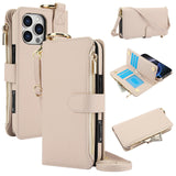 Leather Crossbody Zipper Wallet Phone Case for iPhone