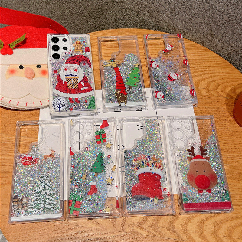 Quicksand Christmas Cartoon Soft Edge Phone Case for Samsung
