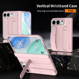 Wrist Strap Kickstand Shockproof Case with Screen Protector for iPhone Duo