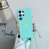 Heart Design Crossbody Strap Shockproof Case for Samsung