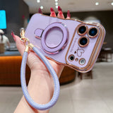 Plating Wave Heart Lanyard Phone Case for iphone