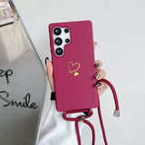 Heart Design Crossbody Strap Shockproof Case for Samsung
