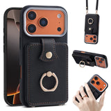 Ring Holder Wallet Card Pocket Crossbody Case for iPhone