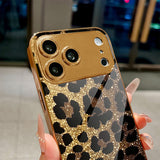 Glitter Gold Leopard Print Electroplated Case for iPhone