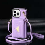 Leather Crossbody Card Slots Wallet Case for iPhone